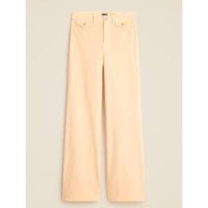 NWT J. CREW Petite Wide-Leg Trouser in Washed Velvet Peche Clair 32P